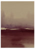Lámina decorativa sin marco de estilo minimalista y sereno, horizonte abstracto en tonos granate, modelo Horizonte Granate