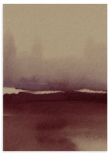 Lámina decorativa sin marco de estilo minimalista y sereno, horizonte abstracto en tonos granate, modelo Horizonte Granate