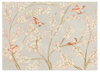 Lámina decorativa sin marco de estilo minimalista y sereno, pájaros rosados entre flores de primavera, modelo Pink Birds Spring Blossoms