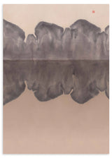 Lámina decorativa sin marco de estilo minimalista y sereno, paisaje abstracto en acuarela suave, modelo Tranquil Mountain Reflection
