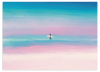 Lámina decorativa sin marco de estilo minimalista y tonos_pastel, surfista en reflejos del mar pastel, modelo Reflejos del mar