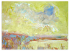 Lámina decorativa sin marco de estilo orgánico y abstracto, paisaje abstracto luminoso en tonos suaves, modelo Abstract Landscape Horizons