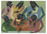 Lámina decorativa sin marco de estilo orgánico y abstracto, grupo de mujeres conversando, modelo Gossip