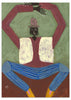 Lámina decorativa sin marco de estilo orgánico y abstracto, figura expresiva sentada con brazos abiertos, modelo Open Up