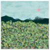 Lámina decorativa sin marco de estilo orgánico y abstracto, paisaje floral sereno de sierra, modelo Sierra serena