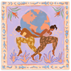 Lámina decorativa sin marco de estilo orgánico y abstracto, figuras femeninas bailando frente al mundo, modelo The World