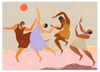 Lámina decorativa sin marco de estilo orgánico y abstracto, figuras femeninas bailando en armonía, modelo Together