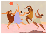 Lámina decorativa sin marco de estilo orgánico y abstracto, figuras femeninas bailando en armonía, modelo Together