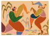 Lámina decorativa sin marco de estilo orgánico y colorido, ilustración abstracta de dos mujeres en movimiento, modelo Sisters of the Rhythm