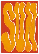Lámina decorativa sin marco de estilo orgánico y colorido, formas abstractas orgánicas en tonos solares, modelo Sun pop art