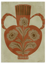 Lámina decorativa sin marco de estilo orgánico y minimalista, jarrón rústico con flores en terracota, modelo Rustic Floral Vase