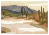 Lámina decorativa sin marco de estilo orgánico y minimalista, paisaje desértico sereno con cactus saguaro, modelo Saguaro Desert Serenity