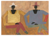 Lámina decorativa sin marco de estilo orgánico y minimalista, retrato artístico de dos figuras sentadas, modelo Still Together