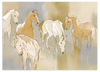 Lámina decorativa sin marco de estilo orgánico y sereno, manada de caballos en acuarela suave, modelo Graceful Horse Herd
