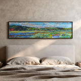 Horizontales Wandbild der Natur mit einer lebendigen Landschaft, die einen schönen Fluss zeigt und auf kudeko.com verfügbar ist.