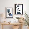 decoración con cuadros, ideas - conjunto de láminas decorativas de ilustraciones abstractas en tonos azules - kudeko