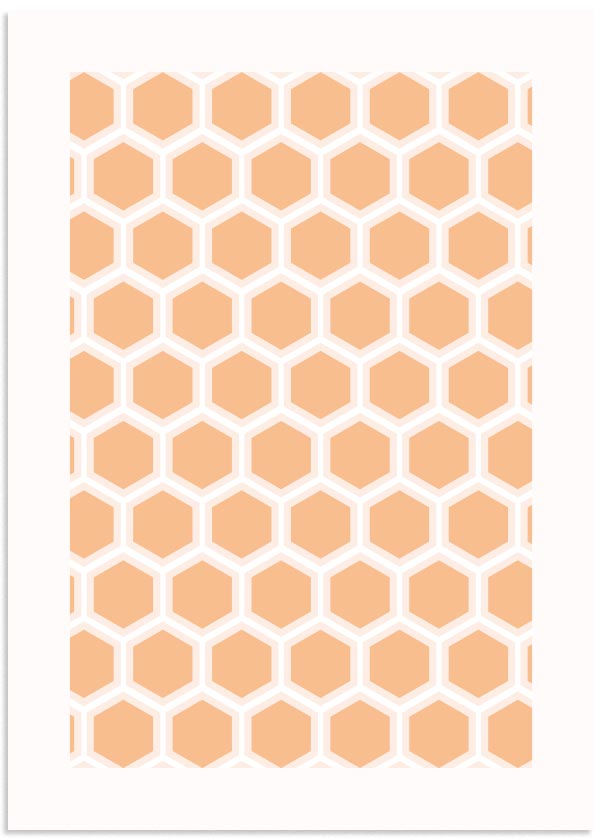 lámina cuadro para cocina de panel de abejas naranja y blanco. Lámina decorativa.