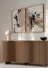 Conjunto de dois quadros com composição abstrata em branco, preto e bege rosado, manchas amplas, contrastes suaves, formas sobrepostas e estilo contemporâneo sóbrio. Disponível em kudeko.com