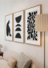 Conjunto de tres cuadros decorativos de estilo minimalista y blanco_y_negro, tríptico abstracto minimalista en blanco y negro, modelo Three Combo - Yourself