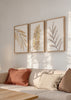 Conjunto de tres cuadros decorativos de estilo minimalista y orgánico, trío botánico de ramas en tonos suaves, modelo Three Combo - Ramas