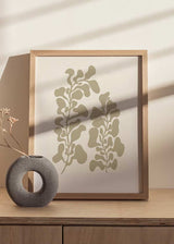 decoración con cuadros, ideas - lámina decorativa de ilustración abstracta de flor en tonos beige amarillentos - kudeko