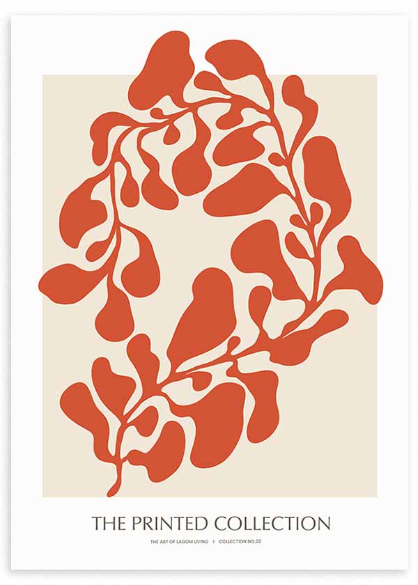 lámina decorativa de ilustración abstracta de flor en rojo - kudeko