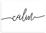 lámina decorativa horizontal en blanco y negro con palabra "calma" - kudeko