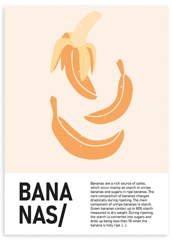 lámina decorativa para cuadro para cocina. Colorido platanos