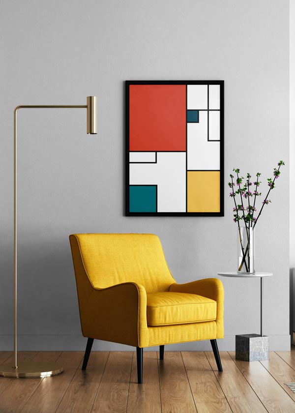 Decoración con cuadros, ideas -  cuadro geométrico y moderno de estilo colorido