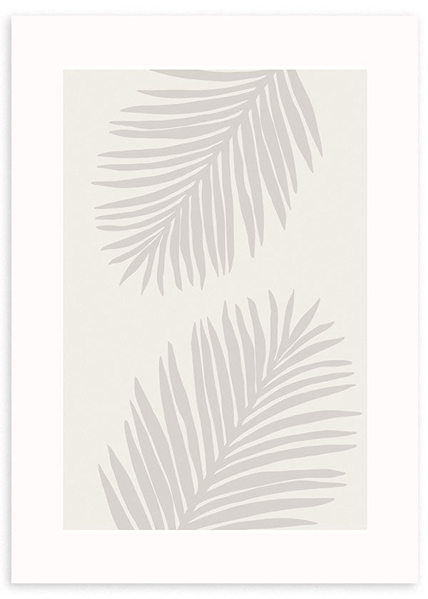 lámina decorativa de ilustración nórdica en color beige con hojas - kudeko
