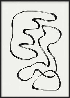 Cuadro de líneas negras continuas y formas orgánicas sobre fondo blanco, con composición abstracta de estilo minimalista. Disponible en kudeko.com