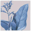 cuadro de ilustración de flores vintage en tonos azules. Lámina decorativa floral.