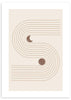 lámina decorativa abstracta y geométrica con luna llena y creciente, estilo nórdico - kudeko