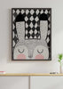 decoración con cuadros, ideas - lámina decorativa infantil de ilustración de conejo en blanco y negro - kudeko