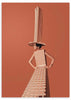 lámina decorativa de estilo vintage de collage de mujer vestida de edificio - kudeko