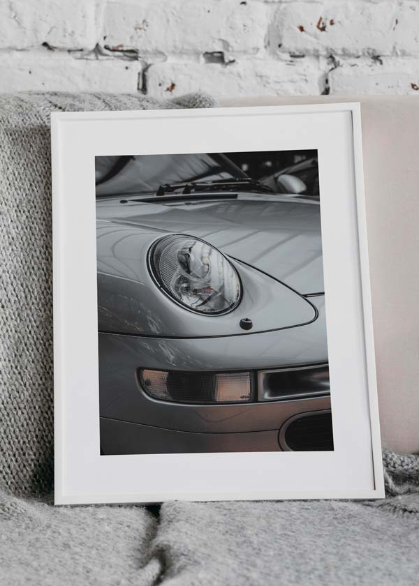 Decoración con cuadros, ideas -  cuadro fotografía coche vintage deportivo color gris. Lámina decorativa de foto de coche vintage deportivo. Porche.