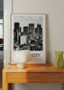 Cuadro decorativo de estilo blanco_y_negro y minimalista colocado en sala, Fotografía urbana de Ciudad de México en blanco y negro, modelo Cuadro Ciudad de México