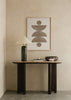 Tableau encadré avec demi-cercles et cercles géométriques superposés en beige, sable et taupe sur fond clair, dans un style abstrait contemporain. Disponible sur kudeko.com