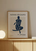 Cuadro decorativo de estilo minimalista y abstracto colocado en salón, figura abstracta estilo Matisse en azul marino, modelo Matisse Figures I