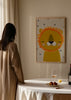Cuadro decorativo de estilo minimalista y ilustración colocado en habitación infantil, león infantil tierno, modelo Little Lion