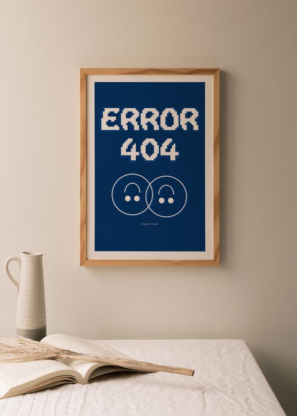decoración con cuadros, ideas - lámina decorativa colorida de ilustración smiley y error 404 - kudeko