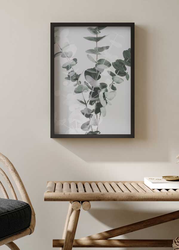 decoración con cuadros, ideas - lámina decorativa de flor de eucalipto en estilo nórdico - kudeko