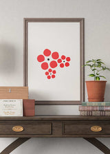 Decoración con cuadros, ideas -  cuadro abstracto y minimalista de flores en color rojo, negro y blanco. Cuadro geométrico.. Lámina decorativa.