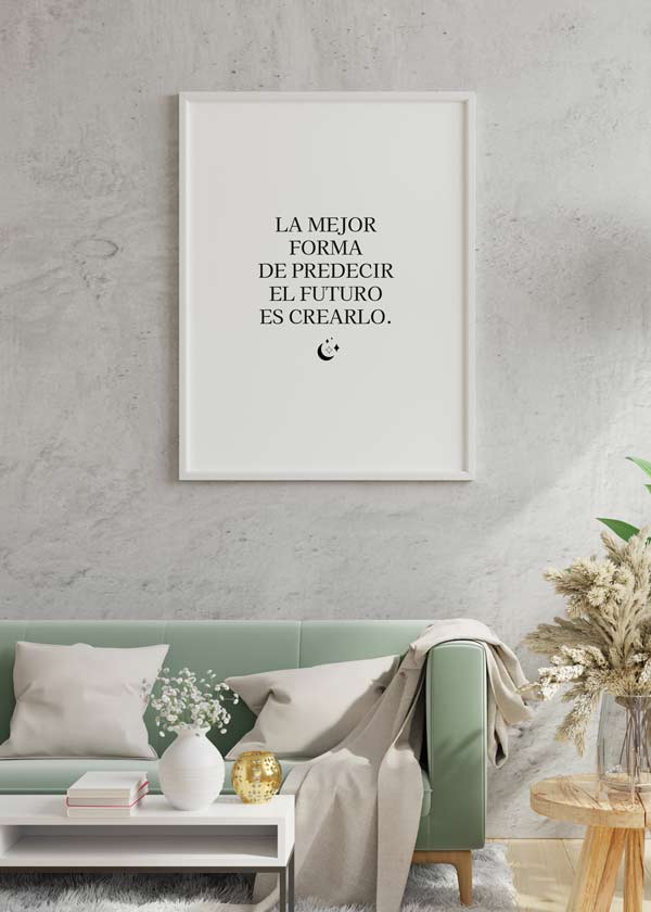 Decoración con cuadros, ideas -  cuadro en blanco y negro con frase sobre el futuro