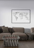 Decoración con cuadros, mural - Cuadro mapa del mundo moderno y geométrico en blanco y negro