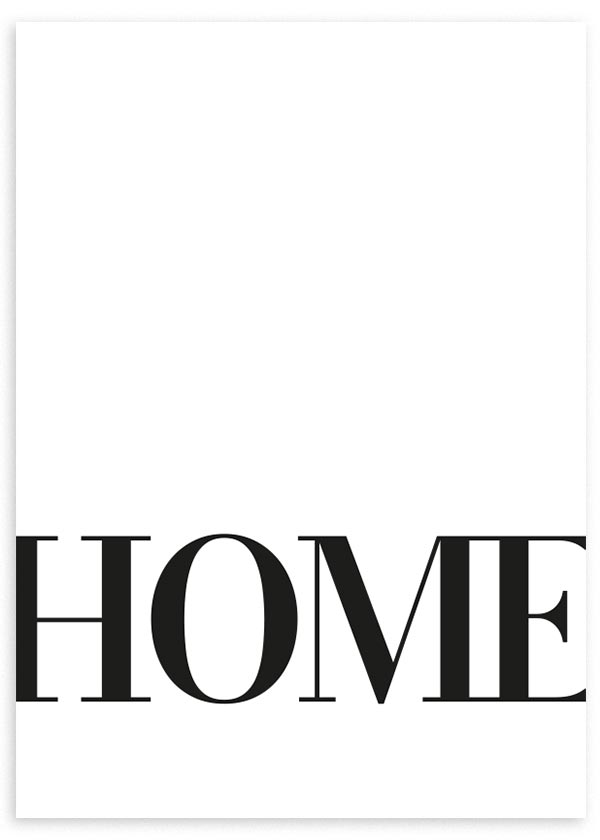 lámina decorativa en blanco y negro y minimalista con palabra home