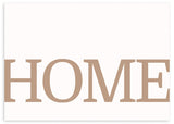 lámina decorativa con la palabra Home en tonos tierra, cuadro panorámico