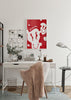 Decoración con cuadros, ideas -  Decoración con cuadros, ideas -  lámina decorativa lámina decorativa de ilustración smiley face (cara feliz, emoji sonrisa) color rojo brillante. Cuadro para estudio.