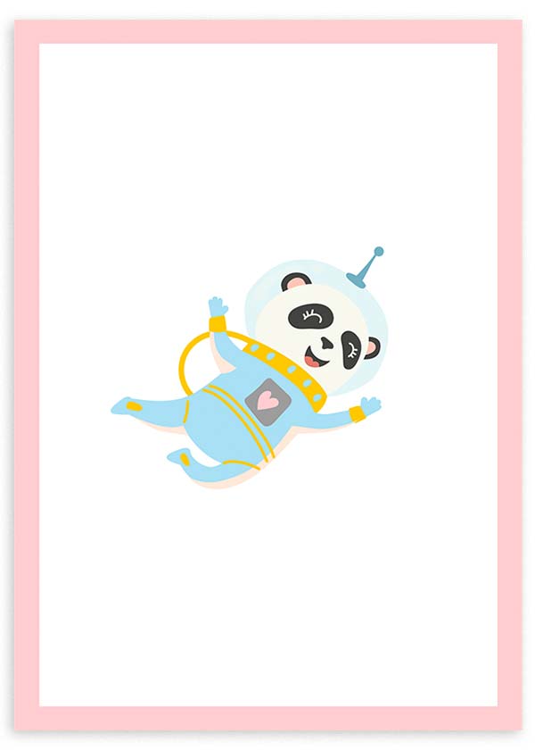 lámina decorativa infantil ilustración de oso panda astronauta