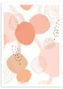 cuadro abstracto con tonos coral y naranjas sobre fondo blanco. Lámina decorativa.